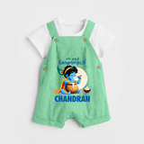 En Muthal Gokulashtami Special Dungaree Set | Personalized Gokulashtami Outfit for Baby - GREEN - 0 - 5 Months Old (Chest 18")