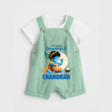 En Muthal Gokulashtami Special Dungaree Set | Personalized Gokulashtami Outfit for Baby - MINT GREEN - 0 - 5 Months Old (Chest 18")