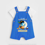 En Muthal Gokulashtami Special Dungaree Set | Personalized Gokulashtami Outfit for Baby - COBALT BLUE - 0 - 5 Months Old (Chest 18")