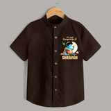 En Muthal Gokulashtami Special Shirt | Personalized Gokulashtami Outfit for Baby - CHOCOLATE BROWN - 0 - 6 Months Old (Chest 23")