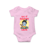 Jai Shri Krishna Romper/onesie | Custom  Romper/onesie for Your Little Kanna - BABY PINK - New Born (Chest 14")