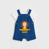 Elevate the joyous spirit with our "Mahavir's Little Disciple" Customised Dungaree for Kids - COBALT BLUE - 0 - 3 Months Old (Chest 17")