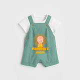 Elevate the joyous spirit with our "Mahavir's Little Disciple" Customised Dungaree for Kids - LIGHT GREEN - 0 - 3 Months Old (Chest 17")