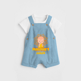 Elevate the joyous spirit with our "Mahavir's Little Disciple" Customised Dungaree for Kids - SKY BLUE - 0 - 3 Months Old (Chest 17")