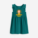 Elevate the joyous spirit with our "Mahavir's Little Disciple" Customised Frock - MYRTLE GREEN - 0 - 6 Months Old (Chest 18")