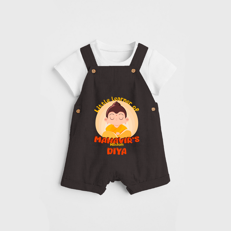 Embrace tradition with our "Little Learner of Mahavir's Wisdom" Customised Kids Dungaree - CHOCOLATE BROWN - 0 - 3 Months Old (Chest 17")