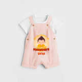 Embrace tradition with our "Little Learner of Mahavir's Wisdom" Customised Kids Dungaree - PEACH - 0 - 3 Months Old (Chest 17")
