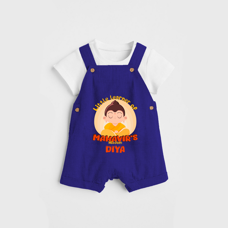 Embrace tradition with our "Little Learner of Mahavir's Wisdom" Customised Kids Dungaree - ROYAL BLUE - 0 - 3 Months Old (Chest 17")