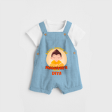 Embrace tradition with our "Little Learner of Mahavir's Wisdom" Customised Kids Dungaree - SKY BLUE - 0 - 3 Months Old (Chest 17")