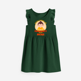 Embrace tradition with our "Little Learner of Mahavir's Wisdom" Customised Frock - BOTTLE GREEN - 0 - 6 Months Old (Chest 18")