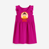 Embrace tradition with our "Little Learner of Mahavir's Wisdom" Customised Frock - HOT PINK - 0 - 6 Months Old (Chest 18")