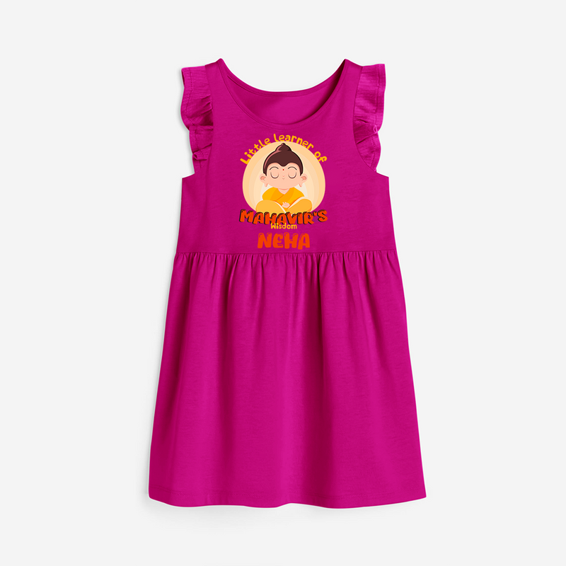 Embrace tradition with our "Little Learner of Mahavir's Wisdom" Customised Frock - HOT PINK - 0 - 6 Months Old (Chest 18")