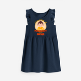 Embrace tradition with our "Little Learner of Mahavir's Wisdom" Customised Frock - NAVY BLUE - 0 - 6 Months Old (Chest 18")