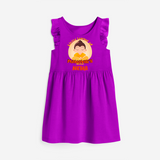 Embrace tradition with our "Little Learner of Mahavir's Wisdom" Customised Frock - PURPLE - 0 - 6 Months Old (Chest 18")