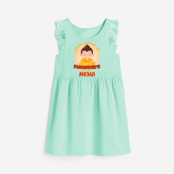 Embrace tradition with our "Little Learner of Mahavir's Wisdom" Customised Frock - TEAL GREEN - 0 - 6 Months Old (Chest 18")