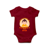 Embrace tradition with our "Little Learner of Mahavir's Wisdom" Customised Kids Romper - MAROON - 0 - 3 Months Old (Chest 16")