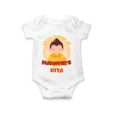 Embrace tradition with our "Little Learner of Mahavir's Wisdom" Customised Kids Romper - WHITE - 0 - 3 Months Old (Chest 16")