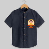 Embrace tradition with our "Little Learner of Mahavir's Wisdom" Customised Shirt For Kids - DARK GREY - 0 - 6 Months Old (Chest 21")