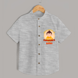 Embrace tradition with our "Little Learner of Mahavir's Wisdom" Customised Shirt For Kids - GREY SLUB - 0 - 6 Months Old (Chest 21")