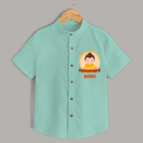 Embrace tradition with our "Little Learner of Mahavir's Wisdom" Customised Shirt For Kids - MINT GREEN - 0 - 6 Months Old (Chest 21")