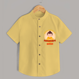 Embrace tradition with our "Little Learner of Mahavir's Wisdom" Customised Shirt For Kids - YELLOW - 0 - 6 Months Old (Chest 21")