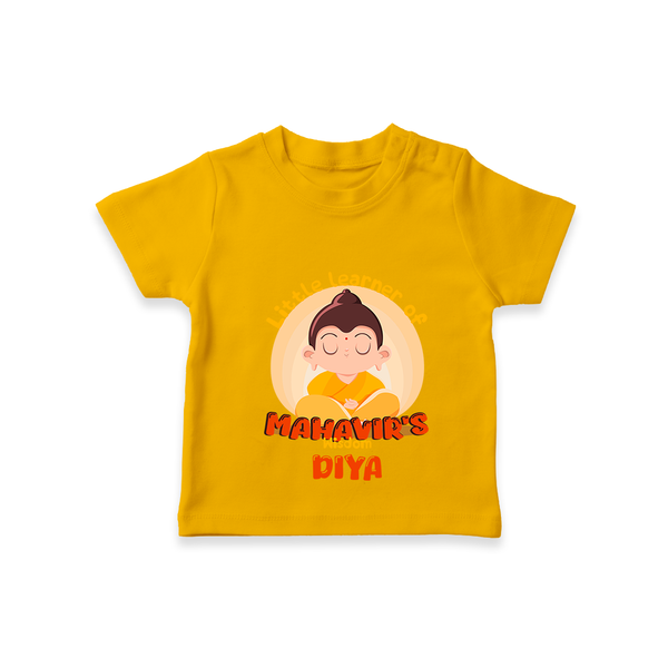 Embrace tradition with our "Little Learner of Mahavir's Wisdom" Customised Kids T-shirt - CHROME YELLOW - 0 - 5 Months Old (Chest 17")