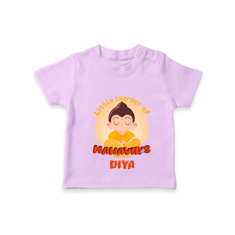 Embrace tradition with our "Little Learner of Mahavir's Wisdom" Customised Kids T-shirt - LILAC - 0 - 5 Months Old (Chest 17")