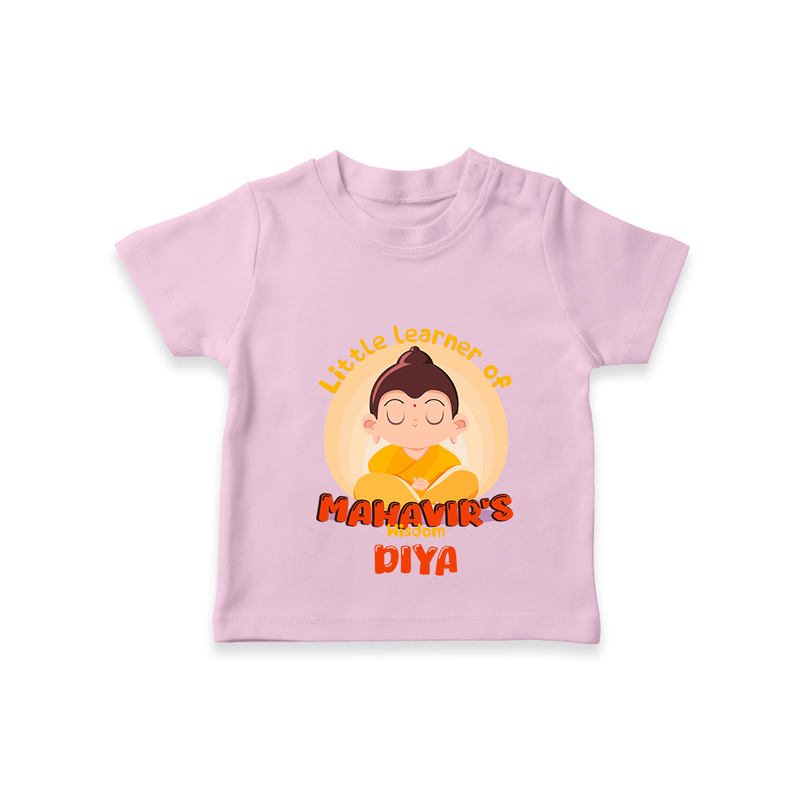 Embrace tradition with our "Little Learner of Mahavir's Wisdom" Customised Kids T-shirt - PINK - 0 - 5 Months Old (Chest 17")