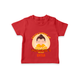 Embrace tradition with our "Little Learner of Mahavir's Wisdom" Customised Kids T-shirt - RED - 0 - 5 Months Old (Chest 17")