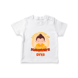 Embrace tradition with our "Little Learner of Mahavir's Wisdom" Customised Kids T-shirt - WHITE - 0 - 5 Months Old (Chest 17")