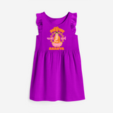 Infuse festivities with our "Mahavir's Jayanthi" Customised Frock - PURPLE - 0 - 6 Months Old (Chest 18")