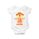 Infuse festivities with our "Mahavir's Jayanthi" Customised Romper for Kids - WHITE - 0 - 3 Months Old (Chest 16")