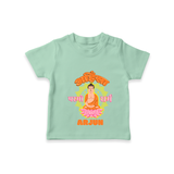 Infuse festivities with our "Mahavir's Jayanthi" Customised T-shirt for Kids - MINT GREEN - 0 - 5 Months Old (Chest 17")