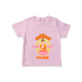 Infuse festivities with our "Mahavir's Jayanthi" Customised T-shirt for Kids - PINK - 0 - 5 Months Old (Chest 17")