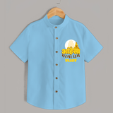 Ignite the festive fervor with our "Mahavir's Jayanthi" Customised Shirt For Kids - SKY BLUE - 0 - 6 Months Old (Chest 21")