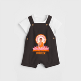 Radiate positivity with our "Feeling Blessed On Mahavir Jayanthi" Customised Dungaree for Kids - CHOCOLATE BROWN - 0 - 3 Months Old (Chest 17")