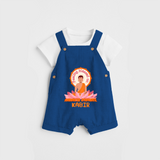 Radiate positivity with our "Feeling Blessed On Mahavir Jayanthi" Customised Dungaree for Kids - COBALT BLUE - 0 - 3 Months Old (Chest 17")