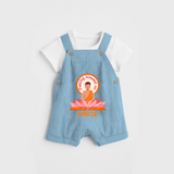 Radiate positivity with our "Feeling Blessed On Mahavir Jayanthi" Customised Dungaree for Kids - SKY BLUE - 0 - 3 Months Old (Chest 17")