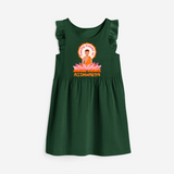 Radiate positivity with our "Feeling Blessed On Mahavir Jayanthi" Customised Frock - BOTTLE GREEN - 0 - 6 Months Old (Chest 18")