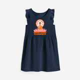 Radiate positivity with our "Feeling Blessed On Mahavir Jayanthi" Customised Frock - NAVY BLUE - 0 - 6 Months Old (Chest 18")