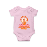 Radiate positivity with our "Feeling Blessed On Mahavir Jayanthi" Customised Romper for Kids - BABY PINK - 0 - 3 Months Old (Chest 16")