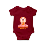 Radiate positivity with our "Feeling Blessed On Mahavir Jayanthi" Customised Romper for Kids - MAROON - 0 - 3 Months Old (Chest 16")