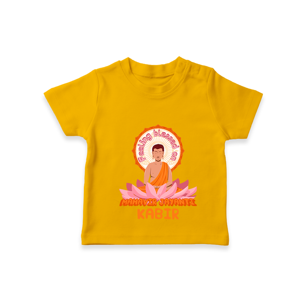 Radiate positivity with our "Feeling Blessed On Mahavir Jayanthi" Customised T-shirt for Kids - CHROME YELLOW - 0 - 5 Months Old (Chest 17")