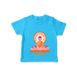 Radiate positivity with our "Feeling Blessed On Mahavir Jayanthi" Customised T-shirt for Kids - SKY BLUE - 0 - 5 Months Old (Chest 17")