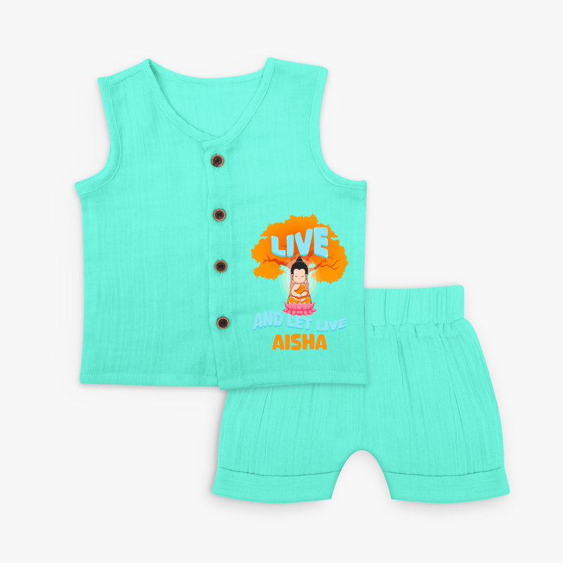 Shine with joy in our "Live and Let Live" Customised Kids Jabla - AQUA GREEN - 0 - 3 Months Old (Chest 19")