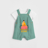 Stand out in elegance with our "Following Mahavir's Path" Customised Dungaree for Kids - LIGHT GREEN - 0 - 3 Months Old (Chest 17")