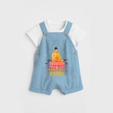 Stand out in elegance with our "Following Mahavir's Path" Customised Dungaree for Kids - SKY BLUE - 0 - 3 Months Old (Chest 17")