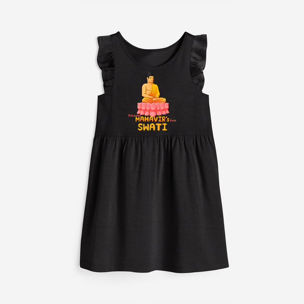 Stand out in elegance with our "Following Mahavir's Path" Customised Frock - BLACK - 0 - 6 Months Old (Chest 18")