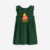 Stand out in elegance with our "Following Mahavir's Path" Customised Frock - BOTTLE GREEN - 0 - 6 Months Old (Chest 18")