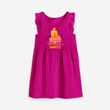 Stand out in elegance with our "Following Mahavir's Path" Customised Frock - HOT PINK - 0 - 6 Months Old (Chest 18")